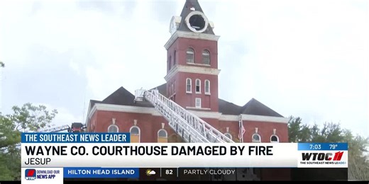 Fire damages historic Wayne County courthouse in Jesup