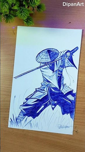 Pen Art Samurai Drawing 🖊️ | Simple and Cool Drawing 🖊️ #drawing #samurai