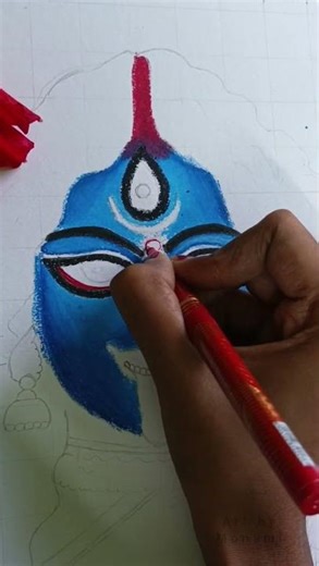 How to draw maa kali/maa kali face drawing/kali maa face colour #shorts#viral#art#ytshorts#bome