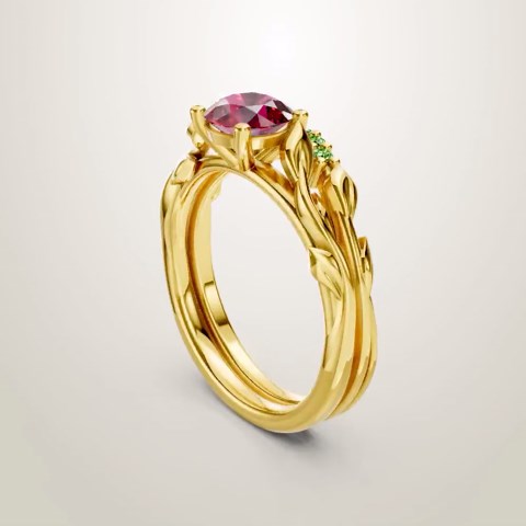 Dainty Red Ruby Birthstone Ring: Nature Inspired Gift for Her - Band Option - Etsy