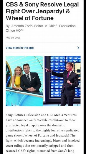 CBS & Sony Resolve Legal Fight Over Jeopardy! & Wheel of Fortune