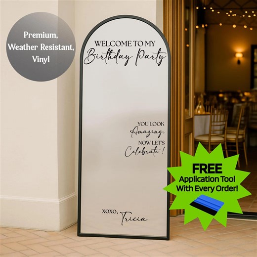 Welcome to My Birthday Decal: Mirror Decal | Custom Vinyl Sticker | Signs for Birthdays | Celebration Stickers - Etsy