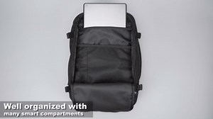 ECOHUB 17'' Small Travel Backpack, United Airlines Personal Item Bag 16.7"x10"x8" with 13 Pockets Carry on Backpack with USB Port Luggage Sleeve Travel Essentials for Men Women Water Resistant, Black