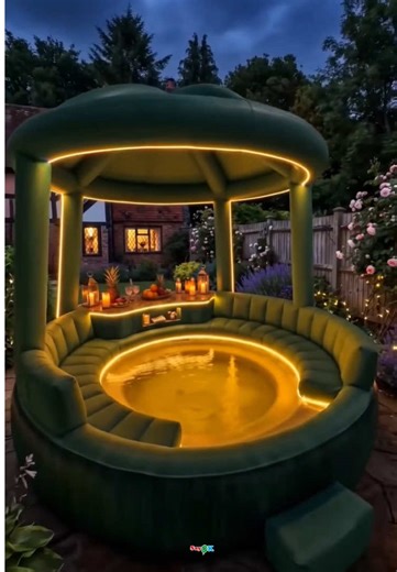 OMG! This inflatable pool bar is giving at night😍✨#sayok #inflatable #poolparty #backyardvibes #fyp #summerfun #viral