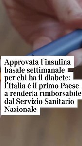 Una sola iniezione a settimana: così l’Italia cambia la cura del diabete Con l’introduzione dell’insulina basale icodec (nome commerciale: Awiqli), l’Italia scrive una pagina innovativa nella gestione del diabete: è il primo Paese europeo a renderla rimborsabile dal SSN. 🗓 Si passa da 365 a 52 iniezioni all’anno, con enormi benefici in termini di adesione e qualità della vita. ￼ Cosa rende speciale icodec? • È un analogo di insulina progettato per durare circa 196 ore, grazie al legame stabile 