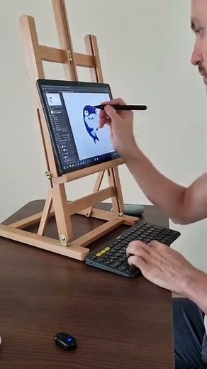 Creating illustration in Adobe Photoshop on Microsoft Surface Pro 8