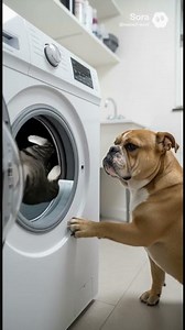 Bulldog Saves Tabby Cat from Washing Machine Drama! 🐶🐱🌀😂