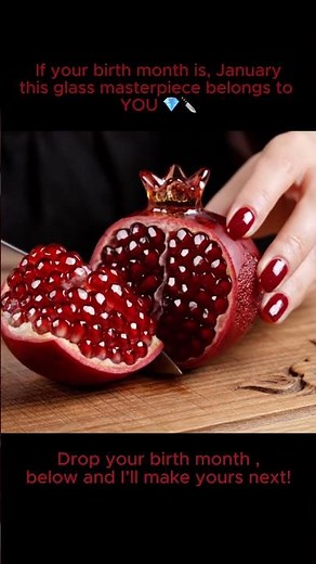 Your Birth-Month Pomegranate 💎🍎 | Glass Fruit ASMR Cutting 🔪 Super Satisfying Sounds#asmr