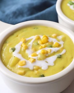 deliciously creamy VEGAN CORN CHOWDER made with potatoes, coconut milk a blender for an incredible texture 🙌🏼 RECIPE: https://www.ambitiouskitchen.com/thick-and-creamy-vegan-corn-chowder/ | Ambitious Kitchen