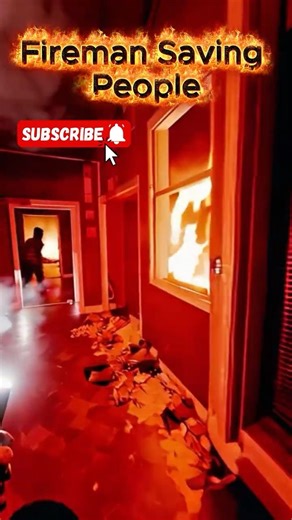 FIREMAN SAVING PEOPLE FORM BUILDING