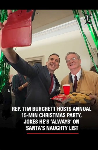 Rep. Tim Burchett (R-TN) hosts annual 15-min Christmas party, jokes he's "always" on Santa's naughty list. MORE: http://tiny.cc/p9bw001 #TimBurchett #Christmas #party #congress | Washington Examiner