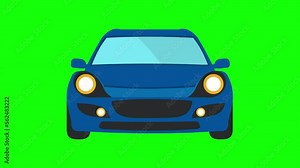 cartoon car driving 2d animation green screen