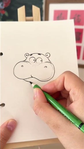 Let s draw cute little hippos together#Painting Tutorial#Simple sketch#You can t brush it