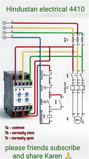 THREE PHASE MOTOR CONTROL CIRCUIT DIAGRAM#direct online starter#electrician#contactor#youtubeshorts
