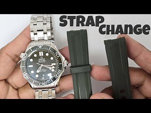 OMEGA Seamaster Watch, How to remove bracelet and install rubber strap