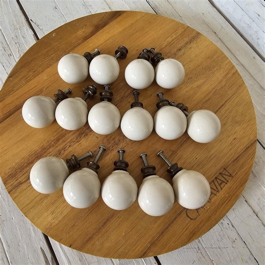 Off White Ceramic Round Drawer Pulls - 1 Inch Round - 17 Total - Etsy