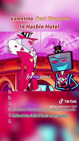 Top 7 Valentino Best Moments In Hazbin Hotel. #hazbinhotel #valentinohazbinhotel #fyp #hazbinhoteledit #voxhazbinhotel