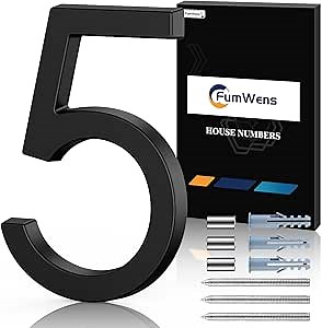 6 Inch Floating House Numbers for Outside, Modern Black Zinc Alloy Address Signs with Nail Kits, 911 Visibility Signage