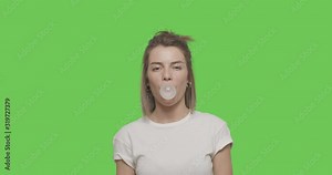 girl chewing bubble gum