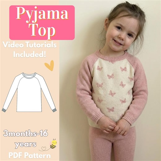 Kids Pajama Top Sewing Pattern PDF, Raglan Sleeve Long Sleeve Knit, Bias Binding Neckline, Instant Download - Etsy