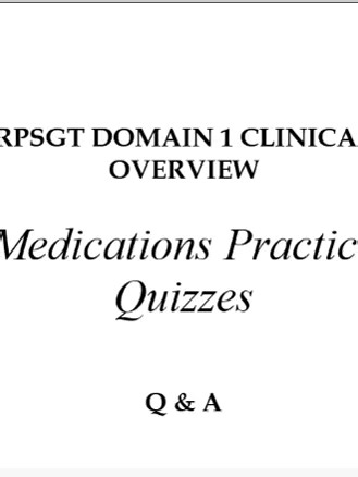 RPSGT DOMAIN 1 CLINICAL OVERVIEW Medications Practice Quizzes Q & A 2026 (Complete And Verified Study material) (7pages) LEARNEXAMS Which of the following medications is commonly associated with causing sleep disturbances in patients? a) Acetaminophen b) Atorvastatin c) Albuterol d) Zolpidem Answer: d) Zolpidem Rationale: Zolpidem is a commonly prescribed medication for insomnia but can also cause sleep disturbances in some individuals. 2. What is the mechanism of action of benzodiazepines in th
