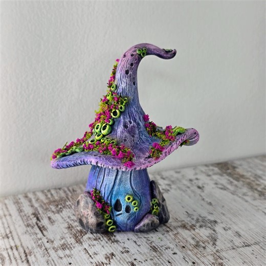Mushroom Art Sculpture, Fairy Garden Clay Figurine, Whimsical Forest Decor - Etsy