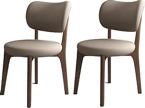 Solid Wood Dining Chairs Set of 2,Mid Century Modern Dining Chairs with Curved Backrest & Wood Frame,Upholstered Dining Room Chairs for Kitchen, Living Room Dark Walnut+Dark Khaki