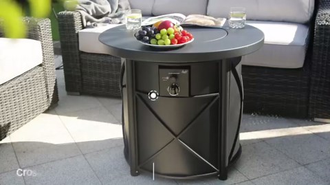 Bali Outdoors 30" Round Gas Fire Pit Table 50000 BTU Fire Column for Outside Backyard, Patio, Black