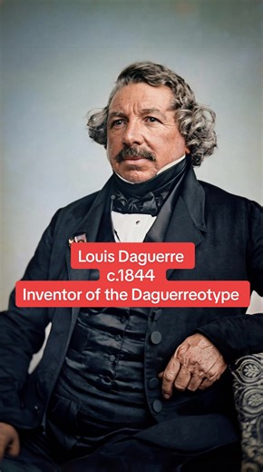 Louis-Jacques-Mandé Daguerre, photographed in 1844. Daguerre was the French artist and inventor who introduced the world to the daguerreotype, the first widely successful photographic process. Announced in 1839, his method allowed images to be captured on silver-coated copper plates, producing astonishing detail for the time and changing how humanity recorded its history. This portrait shows Daguerre in the later years of his life, only a few years after photography began spreading rapidly acros