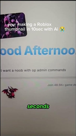 POV: Making a Roblox Thumbnail in 10 Seconds with AI 😭 #roblox #robloxdev