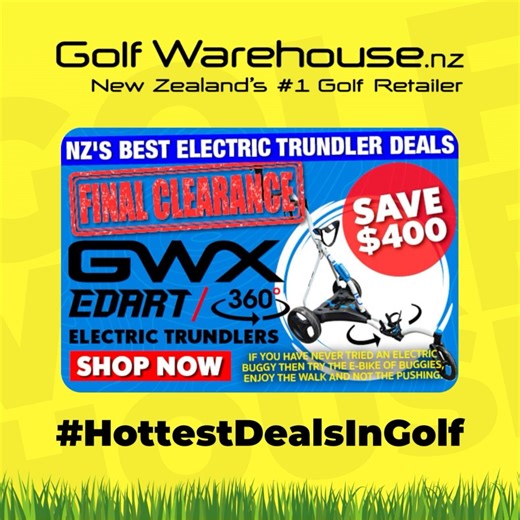 Get the 'eBike of golf' and make that round easier than it has been with the incredible GWX eDart 360 Electric Trundler!! NOW with an amazing $400 OFF!! 😮 https://www.golfwarehouse.nz/products/gwx-edart-360-electric-trundler-w18-hole-lithium-battery With BIG SAVINGS on 🔥 products like this, we'll see you soon at your nearest Golf Warehouse store! | Golf Warehouse NZ
