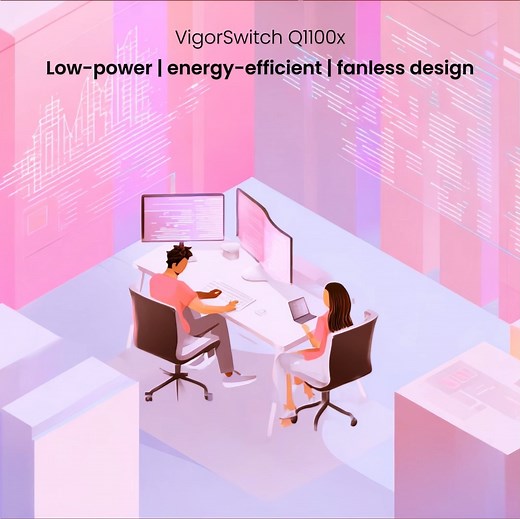 Next-Generation 2.5 GbE Switching - DrayTek VigorSwitch Q1100x Boost your network performance with multi-gigabit connectivity and streamlined management. The DrayTek VigorSwitch Q1100x combines 8 × 2.5 GbE RJ-45 ports and 2 × 10 GbE SFP uplinks, delivering up to 80 Gbps switching capacity in a compact, silent chassis. Key Highlights 📍Native 2.5 GbE access for Wi-Fi 6/6E APs and high-speed clients 📍Dual 10 GbE uplinks for aggregation or backbone expansion 📍Smart-Lite management with VLAN, QoS,