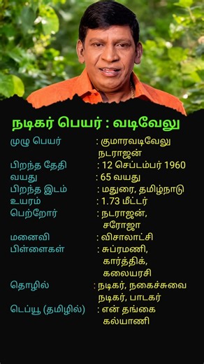 Vadivelu Biography | Comedy King of Tamil Cinema | Life Story & Movies