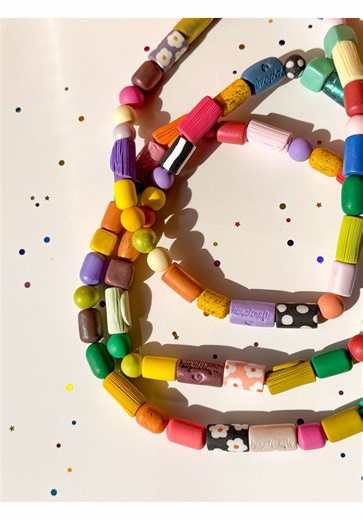 Rainbow Carousel Necklace 🎠✨ Each bead is hand-rolled and finished with care, creating a necklace that moves from vibrant energy to a soft, dreamy calm. You can also layer multiple necklaces together, each one is made to complement the others beautifully.