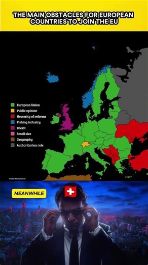The Main Obstacles to joining the European Union for same Countries #map #geography #youtubeshorts
