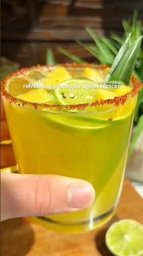 Refreshing homemade pineapple aguas frescas 🍍🍋‍🟩✨ ￼ recipe in caption! 🥰 ￼