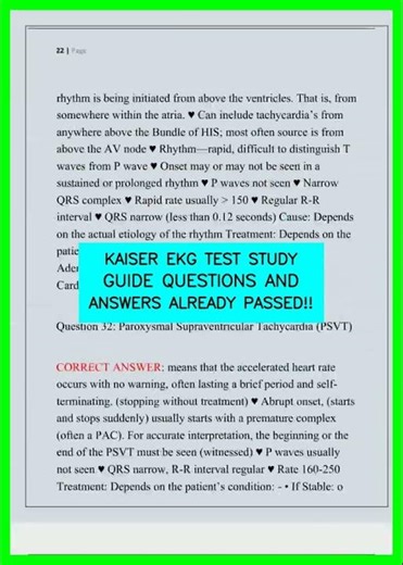 KAISER EKG TEST STUDY GUIDE QUESTIONS AND ANSWERS ALREADY PASSED!! video