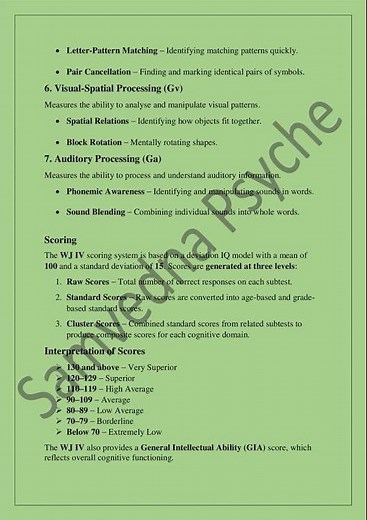 Woodcock Johnson Tests of Cognitive Abilities (WJ )