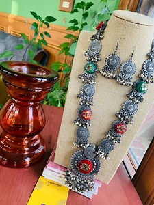 Oxidized German Silver Necklace Set: Indian Ethnic Jewelry - Etsy