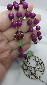 Pink Tree of Life Rosary Necklace, Wearable Prayer Beads, Wiccan Meditation Beads, Pagan Gifts for Women, Witch Gifts for Her - Etsy Australia