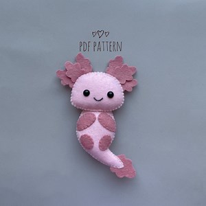 Axolotl PDF Pattern Axolotl Plush Felt Pattern Axolotl Ornament Patterns and How to DIY Nursery Decor Felt Ornament Sea Animals - Etsy
