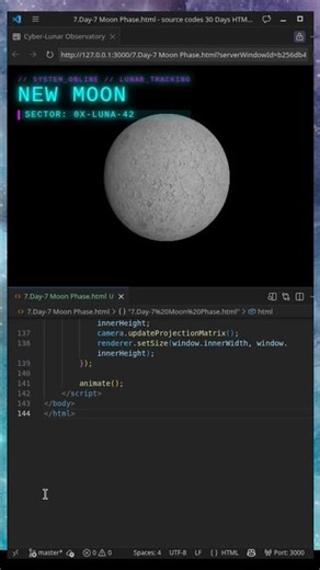 Moon 🌙 phases using javascript #coding #python #frontendcourse #webdevelopment #webdesign