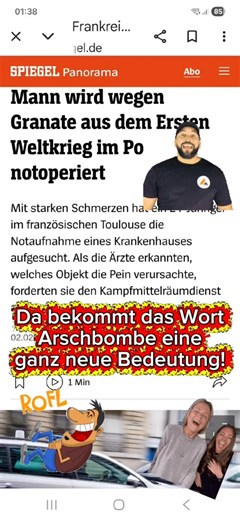 Mann mit Granate im Po sorgt im Krankenhaus für Chaos – Arschbombe bekommt neue Bedeutung!