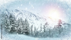 wintry scene through frozen window loop 4k (4096x2304)