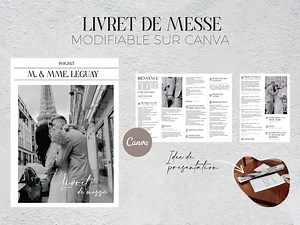 Customizable Wedding Mass Booklet on Canva - DIY Newspaper Effect Wedding Booklet - Wedding Mass Booklet Template - Etsy