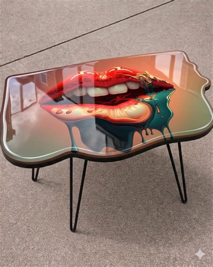 Table Basse Design En Résine époxy, Motif Artistique Lèvres, Pièce Unique En MDF, Style Moderne & Décoratif - Etsy