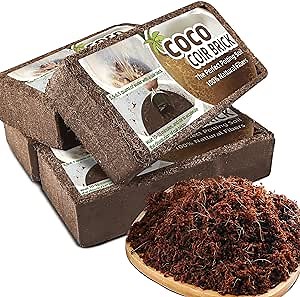 Coco Coir Brick - 4 Pack Coconut Soil - Low EC & PH Balance - High Expansion - Renewable Coco Fiber for Herbs & Flowers