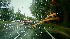 Driver Has Close Call with Lightning