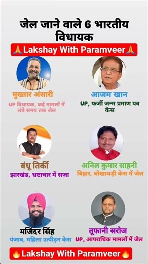 जेल जाने वाले 6 भारतीय विधायक #gk​#shorts​#MLAs​#jail​ #growth #generalknowledge #gk #gs