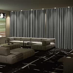 Frelement Movie Theater Curtains - Velvet Privacy Drapes with Blackout Lining, Flat Hooks - Thermal Insulated, 100" W x 120" L, 1 Panel, Grey